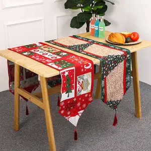 Bán Sỉ Khăn Trải Bàn Giáng Sinh Bằng Polyester Dệt Kim 35*180CM Khăn Trải Bàn Tiệc Giáng Sinh Khăn Trải Bàn Trang Trí Giáng Sinh