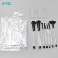 Ensembles d'outils de maquillage en gros filles cadeau ensemble d'idées 7 pièces clair transparent manche vide pinceaux de maquillage bricolage maquillage pinceau ensemble