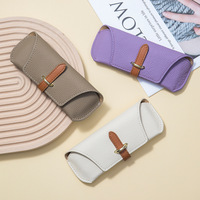 Étui à lunettes en cuir véritable créatif en gros, étui à lunettes portable souple, pochette rétro pour lunettes de voyage