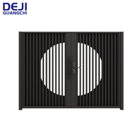 Portail double battant en aluminium de style chinois, noir, pour villa et jardin, résistant aux intempéries, à commande manuelle, décoratif, pour allée principale