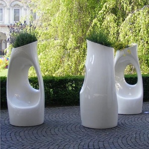 Pots <span class=keywords><strong>de</strong></span> fleurs multifonctionnels en résine et <span class=keywords><strong>fibre</strong></span> <span class=keywords><strong>de</strong></span> <span class=keywords><strong>verre</strong></span>, jardinières créatives adaptées à la pose assise - Product Image 3