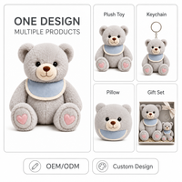 Boneka Beruang Bordir Kustom Langsung dari Pabrik, Karya Seni Pereda Stres, OEM ODM, Boneka Karakter Isi Dakron untuk Merek IP Asli