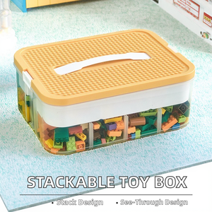 Transparente ein schicht ige Baustein-Aufbewahrung sbox Flexibles und stapelbares Spielzeugsortiergitter-Klassifizierung design - Product Image 2