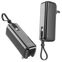 Batterie externe OEM 5000 mAh avec prise secteur intégrée et câble de suspension - Charge rapide 22,5 W USB-C PD avec affichage numérique