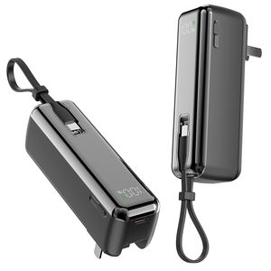 Baterí<span class=keywords><strong>a</strong></span> Externa OEM de 5000 mAh con Enchufe de CA Integrado y Cable con Cordón - Carga Rápida de 22.5W, USB C PD, Pantalla Digital - Product Image 1