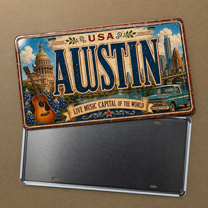 Letrero Metálico Vintage de Ciudad de EE. UU., Placa de Matrícula de Metal Rústica Retro, Letrero Metálico de Estilo Antiguo para Decoración de Pared de <span class=keywords><strong>Bar</strong></span> o Garaje - Product Image 2