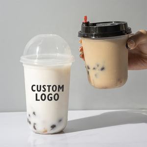 Gelas Plastik Sekali Pakai Ramah Lingkungan dengan Logo Kustom 360-700ml Transparan Bulat Dinding Tunggal Bertekstur 90mm untuk Dessert Kopi Bubble Tea - Product Image 2