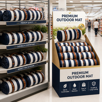 Couverture de pique-nique imperméable en PEVA avec doublure polaire, 80x80 pouces, écologique, tapis enroulable avec poignée de transport, logo personnalisé disponible, pour l'extérieur (OEM/ODM)