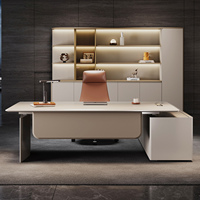 Bureau de direction intelligent électrique haut de gamme, modulaire, moderne, avec double moteur, armoires latérales, design minimaliste et jeune, en MDF