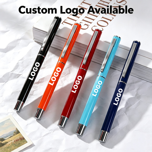 Fresh, Glossy, Colorful Metal Ballpoint Pen Smooth-Writing Black Ink, Suitable for Students and Office Use, Customizable