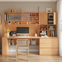 Ensemble de bureau minimaliste en bois XHA avec étagères et tiroirs de rangement pour l'organisation de l'espace de travail à domicile ou au bureau