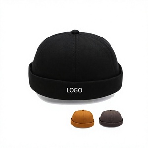 Wholesale Pure Color No Brim Cotton Sport <b>Hats</b> Landlord Dome Melon Cap Hip Hop Custom Logo <b>Brimless</b> Baseball Caps for Unisex - Product Image 1