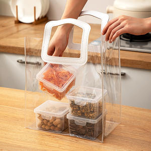 Caja rectangular transparente para almacenamiento de alimentos, tapa con clip de 340ml para refrigerios, nueces, uso en viajes - Product Image 4