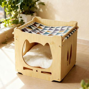 Nouvelle Villa en Bois Empilable Multi-niveaux pour Animaux de Compagnie, Maison Fermée Quatre Saisons, Double Couche - Product Image 1