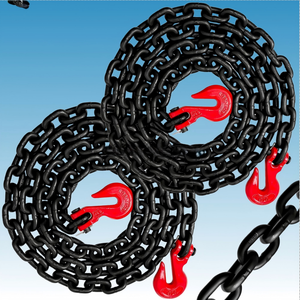 Cadena de Eslabones de Elevación de Alta Resistencia con Ganchos de Sujeción, 3/8\", Grado 80, Cadena de Remolque Negra, Tratada Térmicamente, Cadena de Amarre de Transporte G80 - Product Image 2