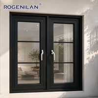 Ventana Abatible de Aluminio con Doble Acristalamiento y Rejillas, Estilo Americano, Insonorizada, Marca Rogenilan, en Venta