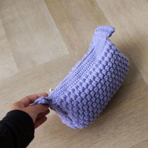 Winter Eco-Friendly Bubble Cosmetic Bag Handmade Crochet Clutch Custom Ladies Zip Travel Organizer Bags Portable Cotton <b>Storage</b> - Product Image 2