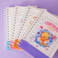Cuaderno Espiral A6 con Diseño de Oso de Dibujos Animados, 90 Hojas, 80GSM, para Tareas Escolares, Venta al Por Mayor