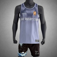 Kaos Rugby Tanpa Lengan Premium, Diperkuat, Cepat Kering, Tahan Lama, Bernapas, untuk Latihan Berat dan Santai