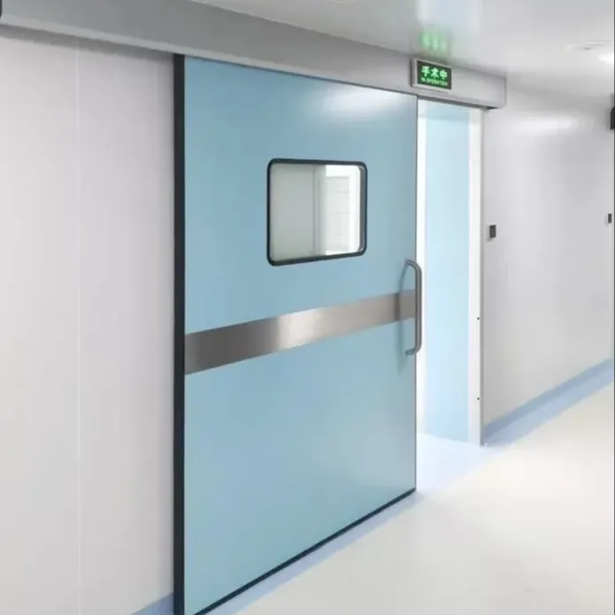 Porta scorrevole automatica ermetica personalizzata in alluminio per sala operatoria ospedaliera o camera pulita