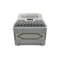 SEASOUND Accordéon professionnel OEM diatonique 34 boutons 12 basses 3 registres, corps en celluloid blanc et bois, boutons, portable JB3412B
