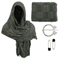 Cape à capuche médiévale pour adulte Lyga, costume de style punk pour Halloween, inspiré des films et séries TV, avec écharpe supérieure en polyester, pour femme, idéal pour les fêtes.