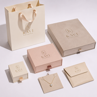 Boîte à bijoux rose nude à tiroirs, kit de rangement en microfibre, pochette personnalisée avec logo imprimé, sac fourre-tout en papier pour la vente au détail – Vente chaude