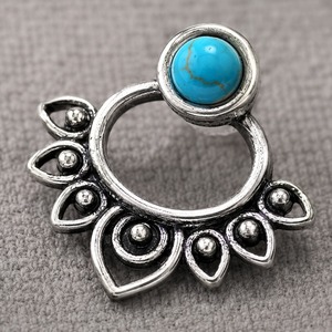 Orecchini vintage rimovibili con pietre intarsiate a forma di loto, regalo da donna per feste o per tutti i giorni in stile bohémien - Product Image 4