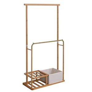 Porte-vêtements en bambou de haute qualité, grande taille, couleur <span class=keywords><strong>beige</strong></span>, supports à vêtements, étagères à chaussures, fournisseur en gros, meubles pour chambre à coucher et salon - Product Image 5