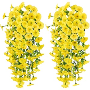 Vigne artificielle de glycine suspendue pour décoration murale extérieure, fleurs violettes et roses - Product Image 5