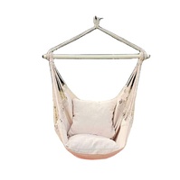 Woqi 100% coton chaise hamac suspendue avec 2 coussins balançoire en corde pour le camping et la randonnée