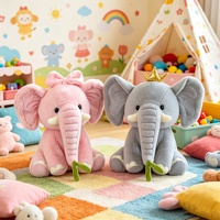 Peluche Éléphant à Grandes Oreilles Bicolore, Faible MOQ, Idéale pour Cadeaux d'Anniversaire, Décoration de Chambre et Présentoirs de Vente au Détail