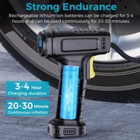 Handheld Inflation Car Tyre Pump Air Compressor USB Rechargeable 120PSI Tire Inflators With LED Light and 3 Nozzle