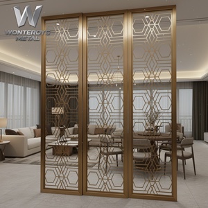 Panel Divisor de Pared Moderno y Minimalista Personalizado, Biombo de Acero Inoxidable 304 201 Dorado para Diseño de Villas y Hoteles - Product Image 3