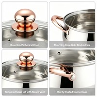 Ensemble de casseroles en acier inoxydable de haute qualité, avec couvercles en verre, poignées résistantes à la chaleur, compatibles lave-vaisselle
