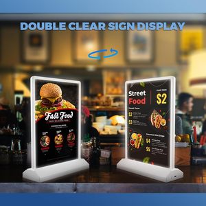 Support de signalisation double face personnalisé en verre trempé, boîte lumineuse LED rechargeable pour menu de table, cadre pour restaurant, boutique, café - Product Image 3