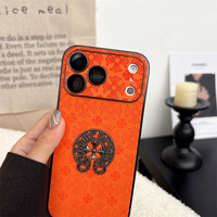 Coque de téléphone pour iPhone 17 Air avec film de protection d'objectif, chrome orange, tendance, marque Apple, 16 15 14 Pro Max, cœur, 13 Plus, coque de téléphone portable