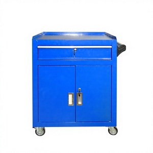 Utility <b>Cart</b> Storage Drawers Metal Carbon Steel Rectangle Glossy Garage <b>Tools</b> Standing Type Double Tier with Wheels - Product Image 3