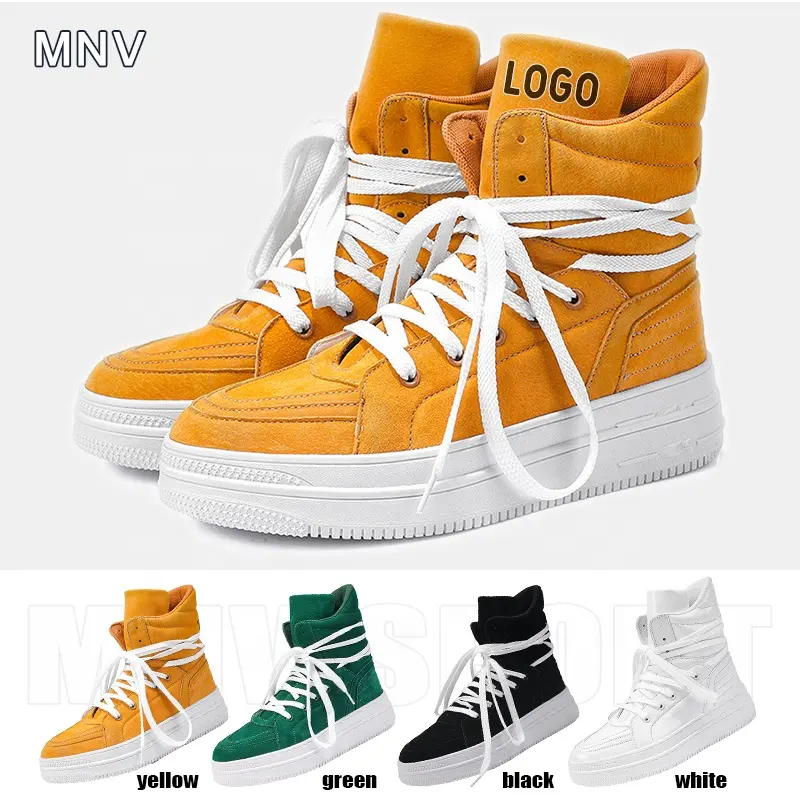 Zapatillas gruesas informales de corte alto para hombre, zapatos de Skateboarding con Logo personalizado en blanco y negro, tendencia 2022
