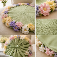 Handgefertigte Häkel-Blumenstrauß-Decke für Sofa mit 3D-Blumenrand für Luxuriöse Weiche Gestrickte Runde Wurfdecken als Geschenk für Kinder