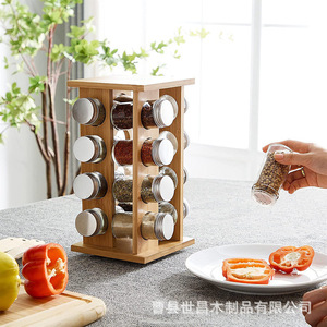 Bamboo <b>Spice</b> <b>Rack</b> 5 Tier <b>Rotating</b> Airtight Storage For Kitchen Countertop Use - Product Image 3