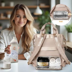 Borsa per pannolini <span class=keywords><strong>zaino</strong></span> trapuntato borsa per pannolini per bambini <span class=keywords><strong>zaino</strong></span> per mamme da lavoro con 11 sacchetti ampio scomparto termico isolato - Product Image 5