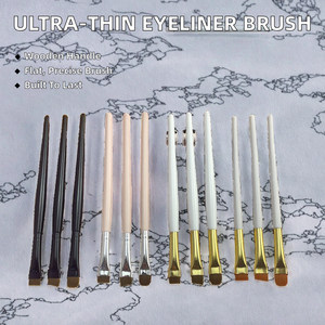Pincel Delineador de Ojos Ultrafino de Fábrica de Guangdong, Cepillo para Cejas con Punta <span class=keywords><strong>Biselada</strong></span> Plana Tipo Cuchilla, Mango de Madera con Fibra Artificial - Product Image 2