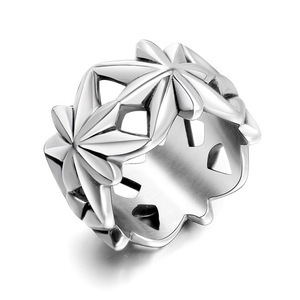 Men's <b>Titanium</b> Steel <b>Ring</b> Hollow Plant Pattern Fashion Jewelry SA1025 - Product Image 5