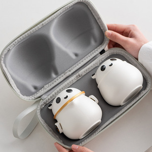 Hochwertiges Keramik-Panda-förmiges Kung-Fu-Tee-<span class=keywords><strong>Set</strong></span> 3-Tassen-Topf mit chinesischem Design Stilvolle neue Reisetee-Geschenk box - Product Image 4