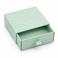 Boîte à tiroir rigide en carton ondulé vert menthe de luxe avec logo personnalisé, dorure à chaud et UV, pour bijoux, emballage cadeau en papier, vente en gros