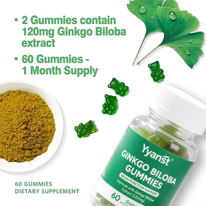 OEM 120 Mg Ginkgo Biloba Gummies para adultos Soporte de energía Concentración de enfoque de memoria Función cerebral Ginkgo Biloba Gummies - Product Image 5