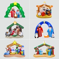 Décorations de fête pour enfants, famille de Jésus gonflable, décorations de Noël, lumières LED, autres décorations de fête pour événements, fournitures de fête