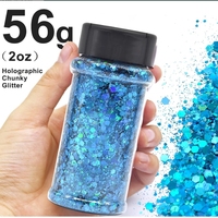 Paillettes holographiques éclatantes et colorées de 2 oz en vrac pour gobelets à boules de neige et slime corporel