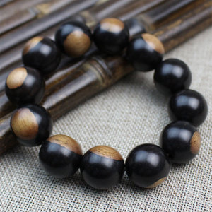 Pulsera de madera de ébano Yin Yang, 108 cuentas, bola redonda, estilo étnico, joyería unisex para uso diario - Product Image 2